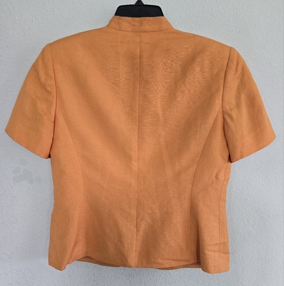 VTG Kasper ASL Linen Blend Jacket Women Sz 6P Orange Drum Rare Buttons Padded - Picture 10 of 11